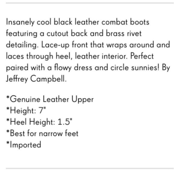 Jeffrey Campbell Rosie Cutout Combat Boots Black Leather Copper Rivets Size 6 - Picture 16 of 16